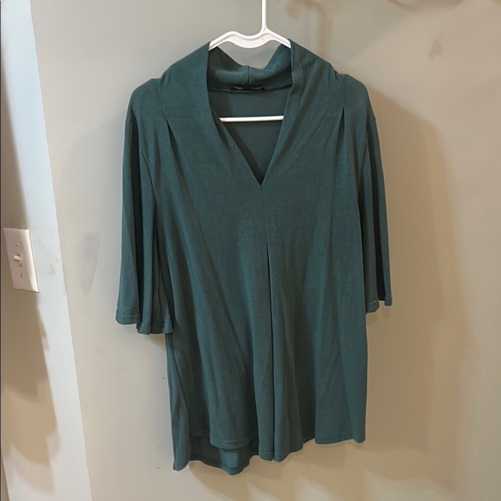 Suzanne Betro Green 3/4 Sleeve Sailor Collar Tunic